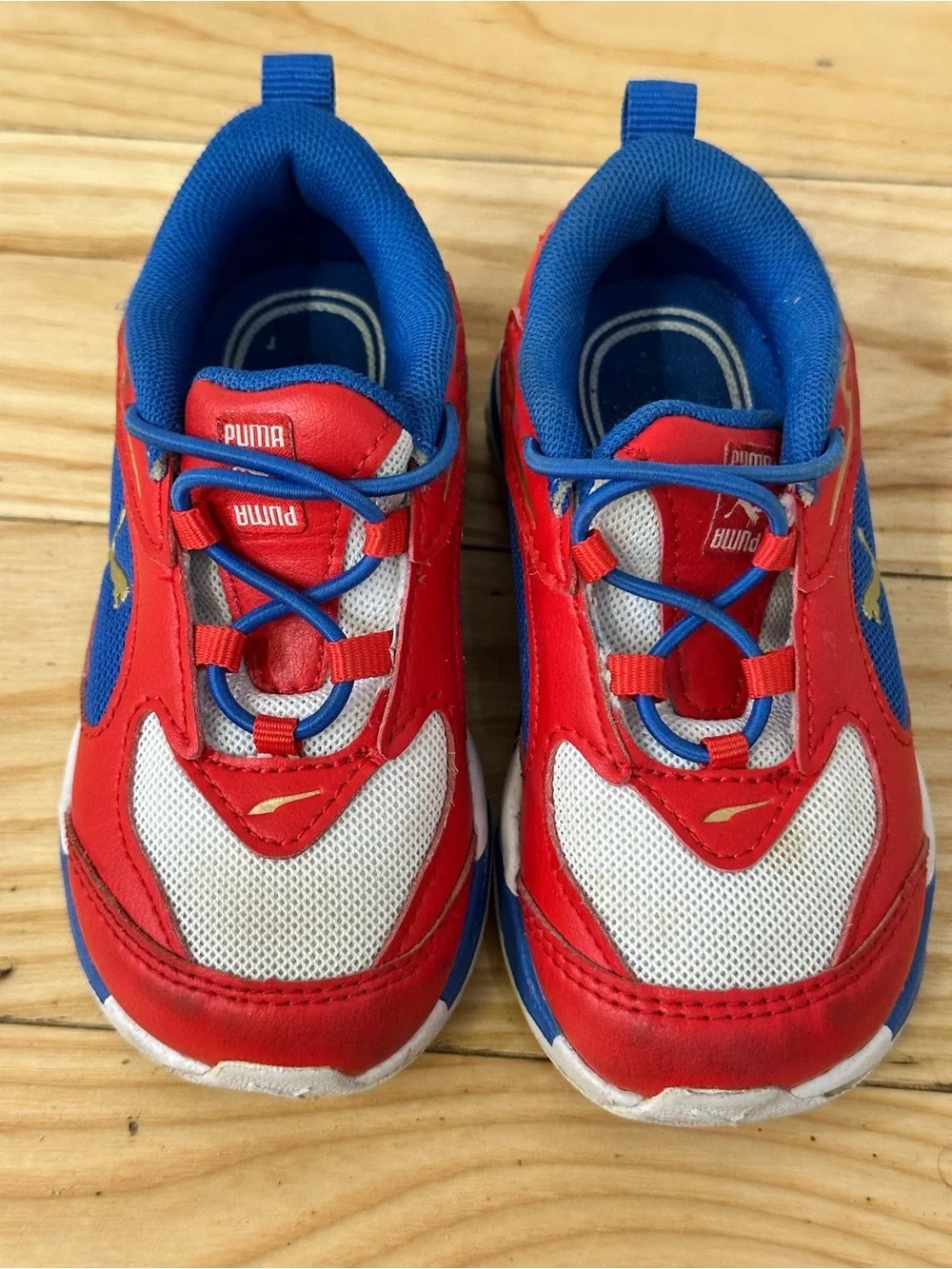 Puma Kids Red, Blue and White Low-Top Sneakers